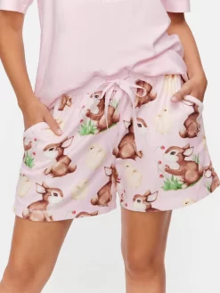 Bunny And Chick Pointelle Long Short -Pajama Shop 810099 multi back2 t scaled