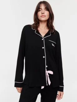 Black Bamboo Jersey Pj Set -Pajama Shop 810595 black back2 t scaled