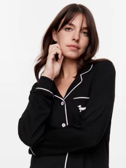 Black Bamboo Jersey Pj Set -Pajama Shop 810595 black back3 t scaled