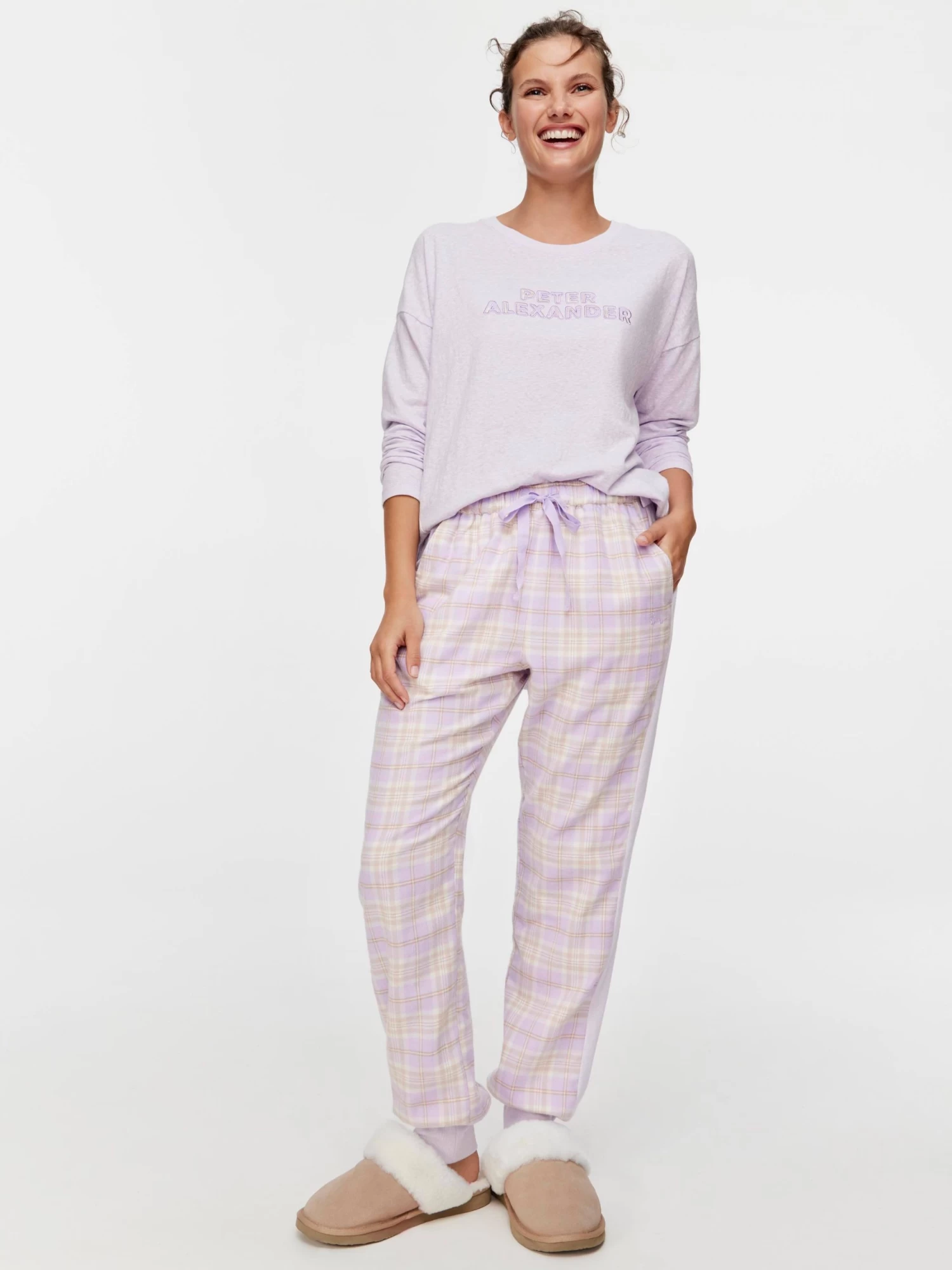 Lilac Check Cuff Flannelette Pj Pant 2 Lilac Check Cuff Flannelette Pj Pant - Image 2