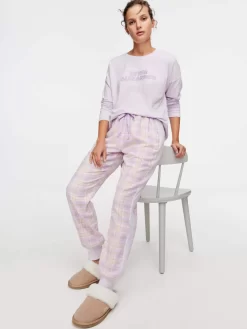 Lilac Check Cuff Flannelette Pj Pant