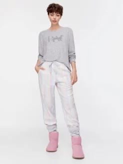 Penny Stripe Bamboo Flannelette Legwarmer Pj Pant -Pajama Shop 810907 multi back2 t scaled