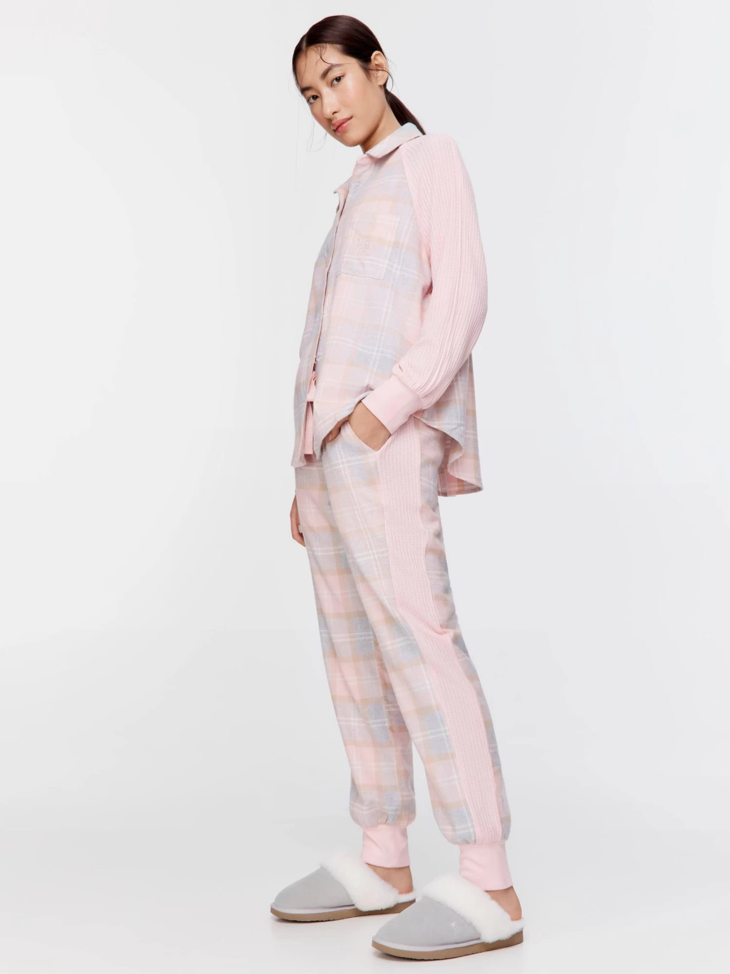 Pastel Buffalo Check Flannelette Pj Set 4 Pastel Buffalo Check Flannelette Pj Set - Image 4