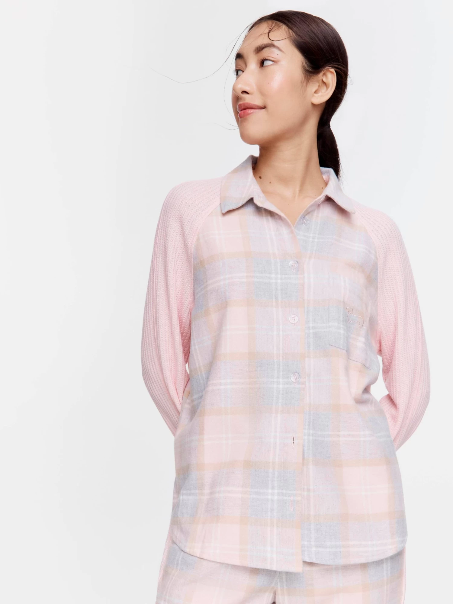 Pastel Buffalo Check Flannelette Pj Set 2 Pastel Buffalo Check Flannelette Pj Set - Image 2
