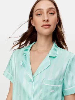 Aqua Penny Stripe Chic Satin Pj Set