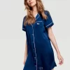 Navy Chic Satin Nightshirt