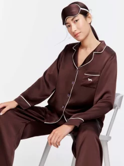 Chocolate Mulberry Silk Pj Set With Eye Mask