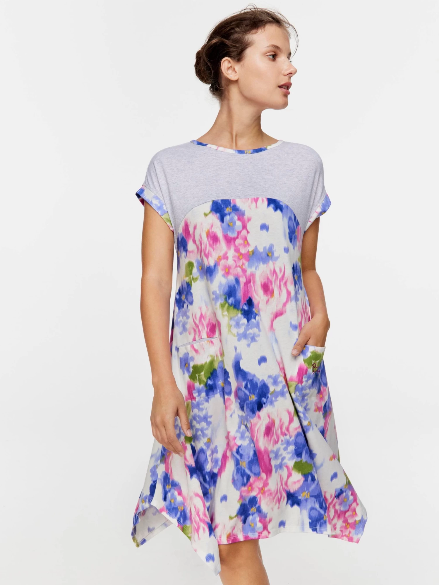 Blurred Floral Hanky Hem Nightie 2 Blurred Floral Hanky Hem Nightie - Image 2