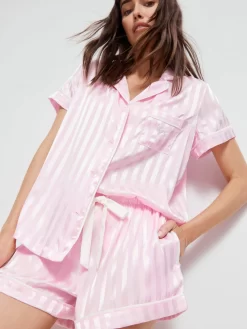 Pink Stripe Chic Satin Pj Set -Pajama Shop 811731 pink back2 t scaled