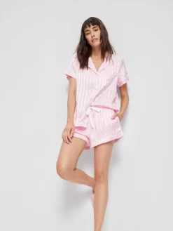 Pink Stripe Chic Satin Pj Set -Pajama Shop 811731 pink back3 t scaled
