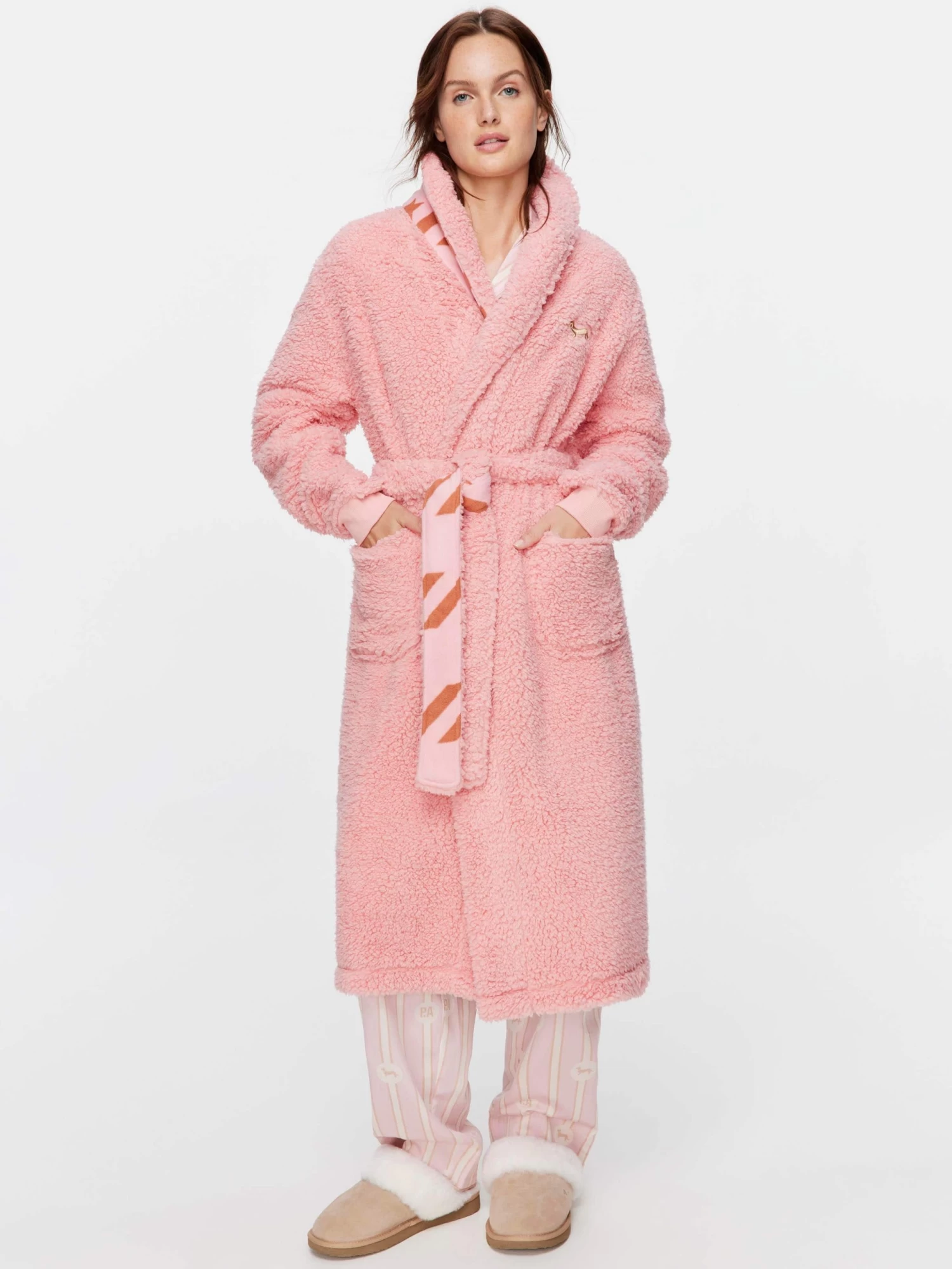 Houndstooth Fleece Coral Gown 1 Houndstooth Fleece Coral Gown