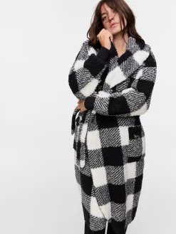 Black And White Buffalo Fleece Gown -Pajama Shop 811763 multi back2 t scaled