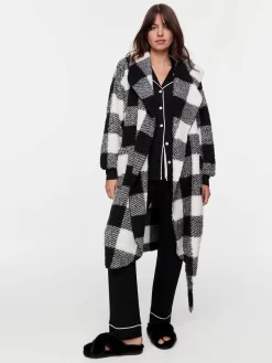 Black And White Buffalo Fleece Gown