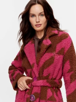 Oversized Houndstooth Fleece Gown -Pajama Shop 811770 multi back t scaled