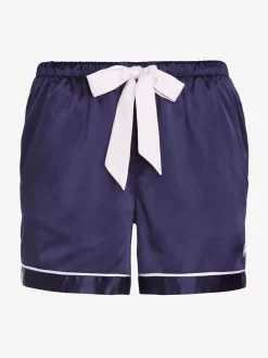 Navy Tux Luxe Satin Long Short -Pajama Shop 811917 navy maq t scaled