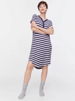 Stripe Short Sleeve Henley Nightie -Pajama Shop 812282 multi back2 t scaled