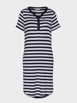 Stripe Short Sleeve Henley Nightie -Pajama Shop 812282 multi maq t scaled