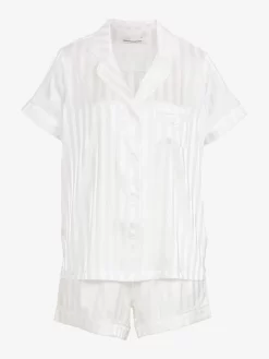 White Stripe Chic Satin Pj Set 10 White Stripe Chic Satin Pj Set -Pajama Shop 812454 white maq t scaled