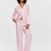 Long Pink Stripe Chic Satin Pj Set