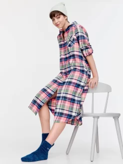 Multi Check Flannelette Longline Nightshirt -Pajama Shop 813308 multi back3 t scaled
