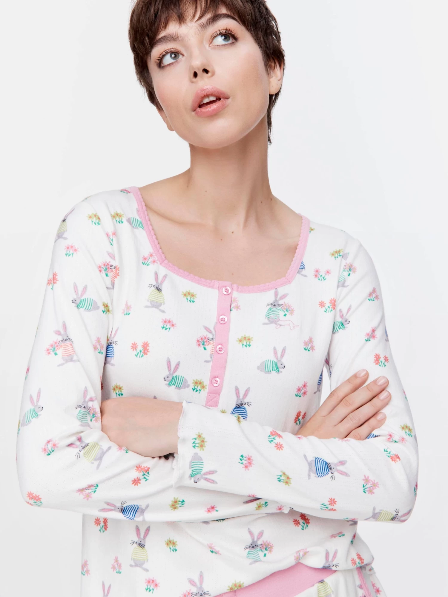 Bunny Pointelle Long Sleeve Pj Set 4 Bunny Pointelle Long Sleeve Pj Set - Image 4