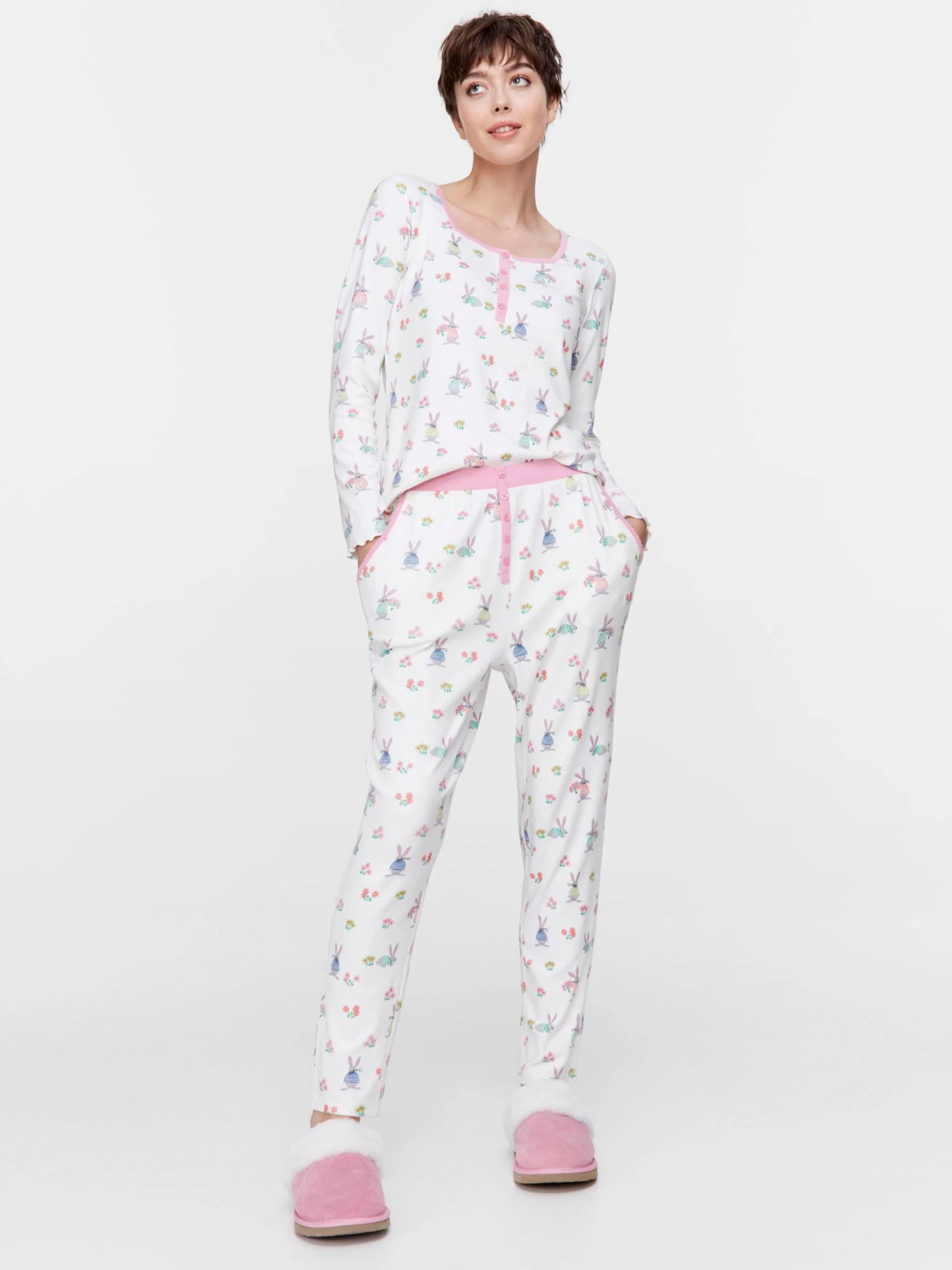 Bunny Pointelle Long Sleeve Pj Set 2 Bunny Pointelle Long Sleeve Pj Set - Image 2