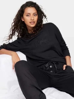 Black Plush Easy Pj Pant