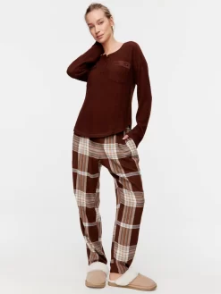 Choc Waffle Henley 6 Choc Waffle Henley -Pajama Shop 814136 brown back2 t scaled