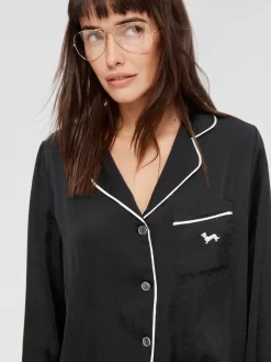 Long Black Chic Satin Pj Set -Pajama Shop 814424 black back3 t scaled