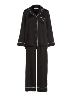 Long Black Chic Satin Pj Set -Pajama Shop 814424 black maq t scaled