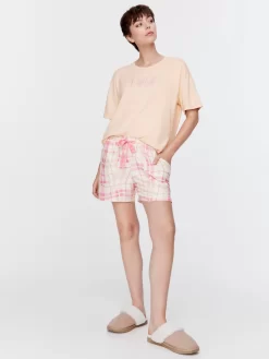 Caramel Check Plush Long Short -Pajama Shop 814468 multi back2 t scaled