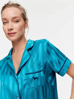 Jewel Teal Satin Shortie Pj Set -Pajama Shop 814537 multi back2 t scaled