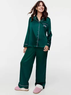 Jewel Green Satin Shirt -Pajama Shop 814538 multi back2 t scaled