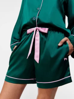 Jewel Green Satin Long Tux Short -Pajama Shop 814539 multi back2 t scaled