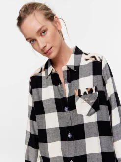 Leopard Trimmed Check Nightshirt 6 Leopard Trimmed Check Nightshirt -Pajama Shop 814562 multi back2 t scaled