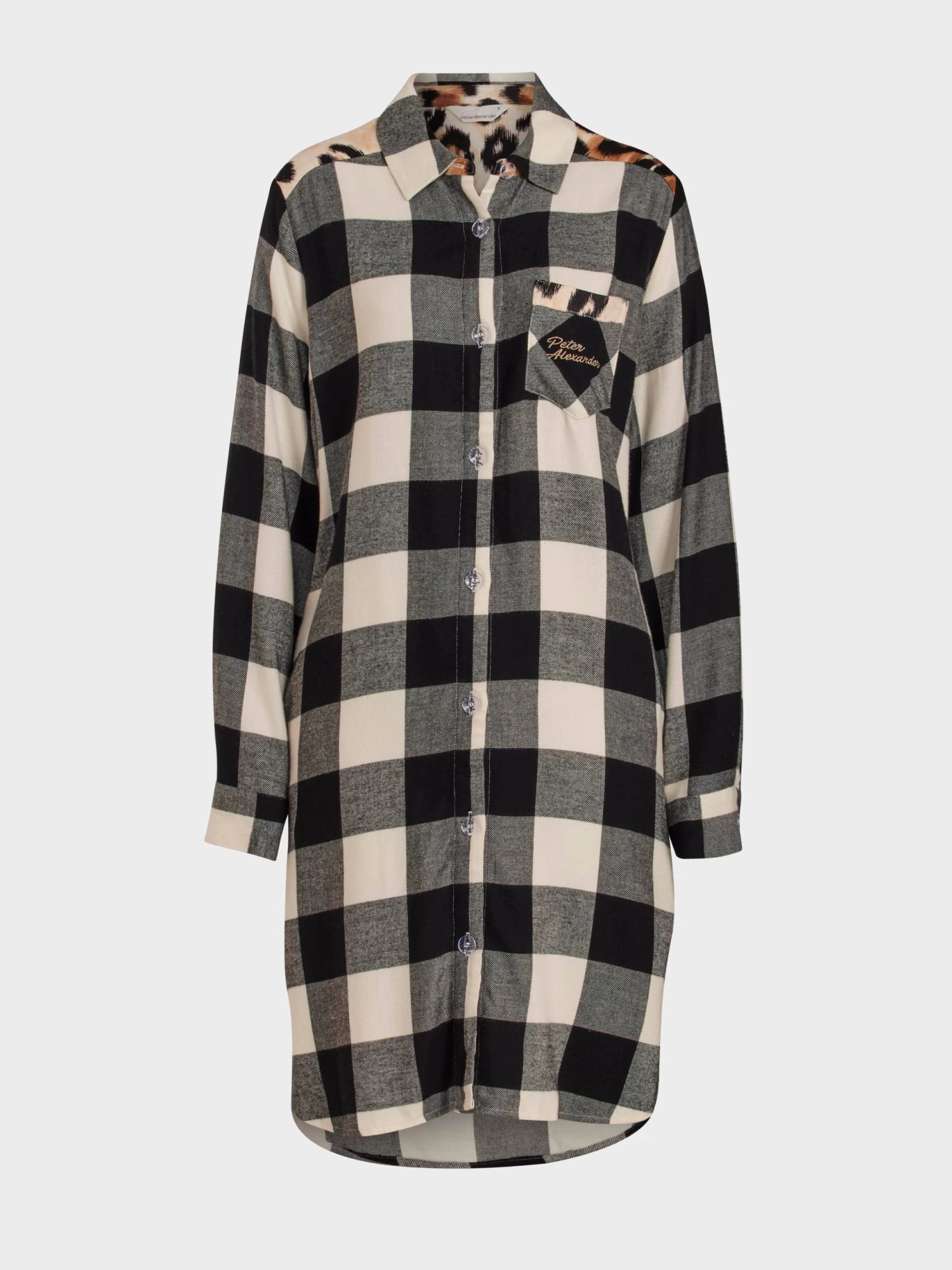 Leopard Trimmed Check Nightshirt 4 Leopard Trimmed Check Nightshirt - Image 4