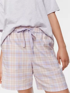 Lilac Check Judy Short -Pajama Shop 814643 multi back t scaled