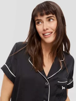 Black Chic Satin Pj Set -Pajama Shop 814865 black back2 t scaled