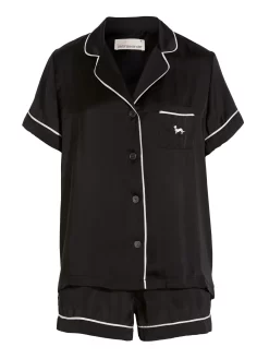 Black Chic Satin Pj Set -Pajama Shop 814865 black maq t scaled