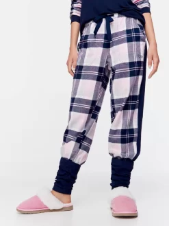 Navy Check Contrast Flannelette Legwarmer Pj Pant -Pajama Shop 815272 multi back2 t scaled