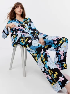 Blue Floral Long Sleeve Pj Set -Pajama Shop 815274 multi back2 t scaled