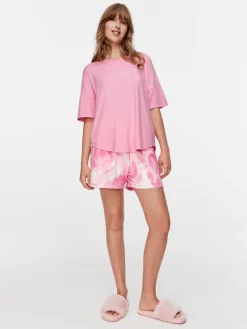 Hot Pink Plush Logo Tee -Pajama Shop 815338 pink back2 t scaled