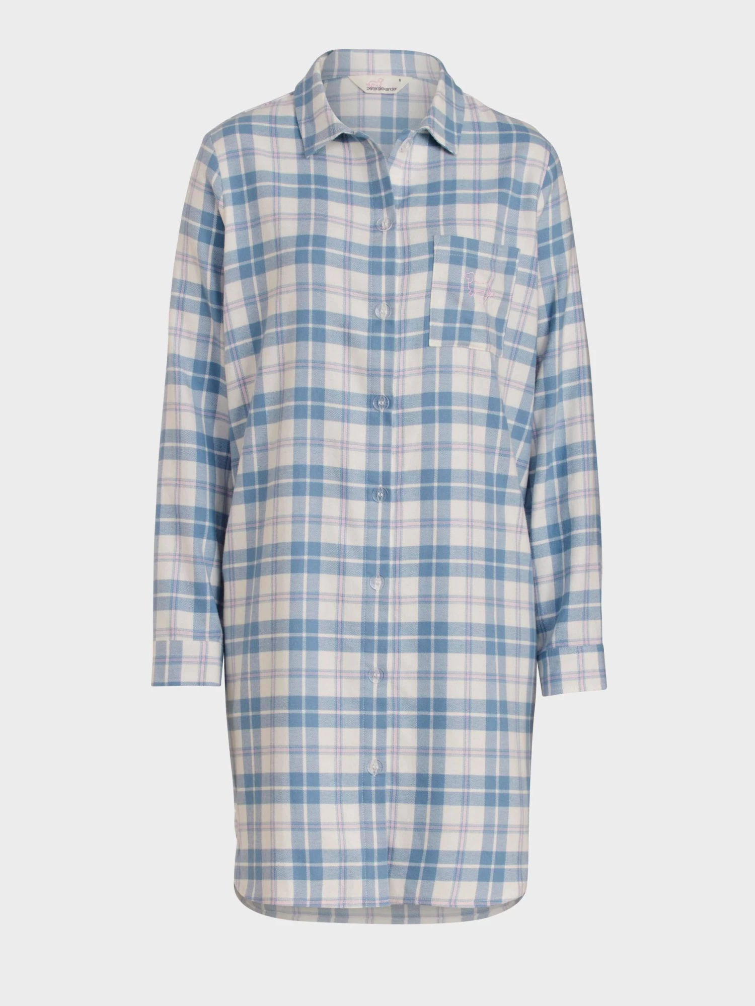 Blue Check Flannelette Nightshirt 4 Blue Check Flannelette Nightshirt - Image 4