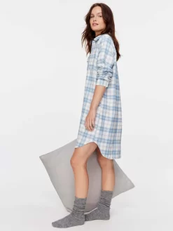 Blue Check Flannelette Nightshirt