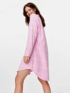 Pink Check Flannelette Nightshirt -Pajama Shop 816085 pink back2 t scaled