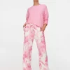 Pink Floral Wide Leg Plush Pj Pant