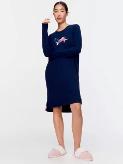 Navy Fuzzy Slim Penny Nightie 6 Navy Fuzzy Slim Penny Nightie -Pajama Shop 816136 multi back2 t scaled