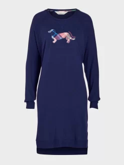 Navy Fuzzy Slim Penny Nightie 7 Navy Fuzzy Slim Penny Nightie -Pajama Shop 816136 multi maq t scaled