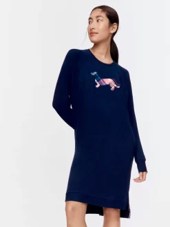 Navy Fuzzy Slim Penny Nightie