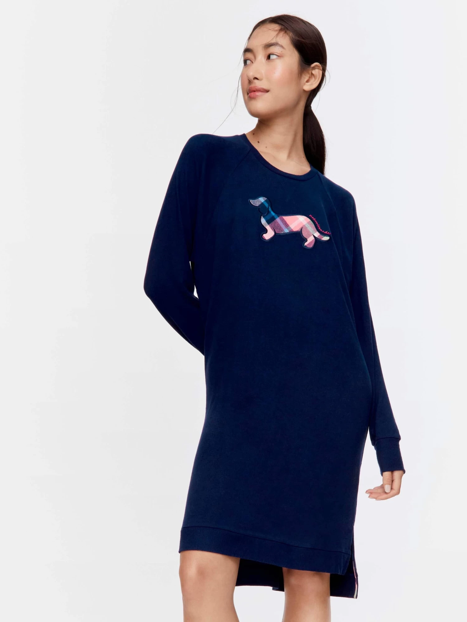 Navy Fuzzy Slim Penny Nightie 1 Navy Fuzzy Slim Penny Nightie